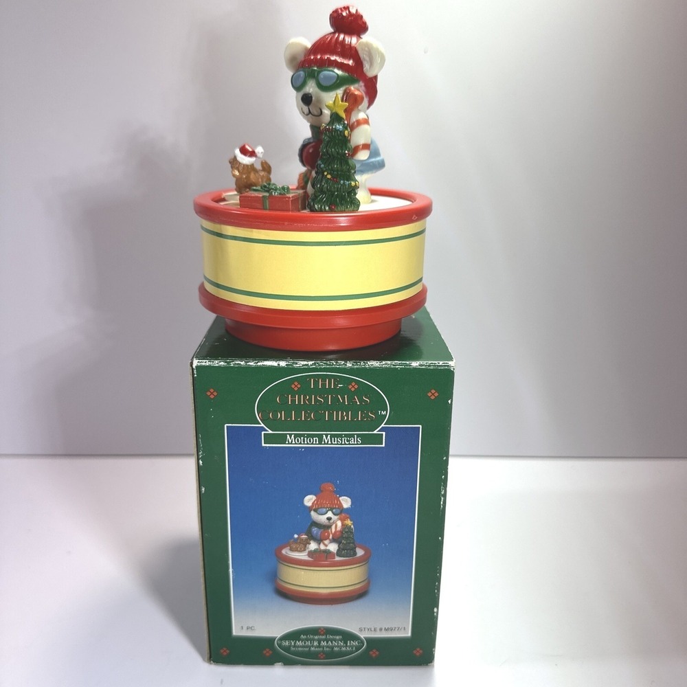 Seymour Mann Christmas Collectibles Motion Musical Polar Bear Figurine VIDEO!